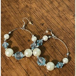 Pearl and blue earrings